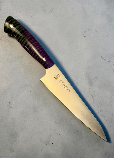 Blue/Purple Curly Maple 6” utility knife