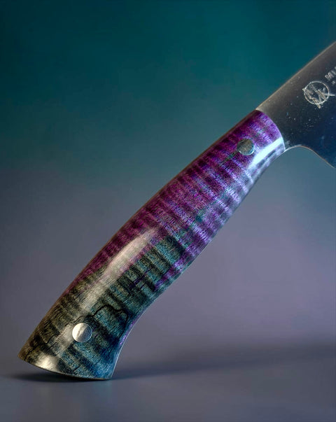 Blue/Purple Curly Maple 6” utility knife