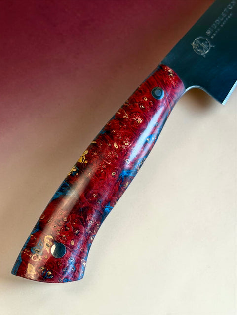 Red/Blue Box Elder Burl 6” Utility knife