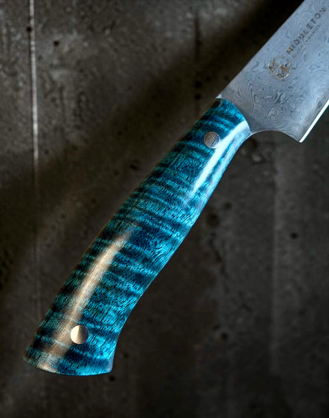 Blue Curly Maple 6” Damascus Utility Knives